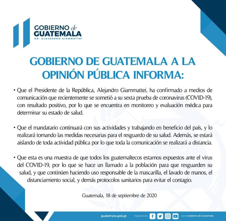GOBIERNO DE GUATEMALA A LA OPINIÓN PÚBLICA INFORMA.